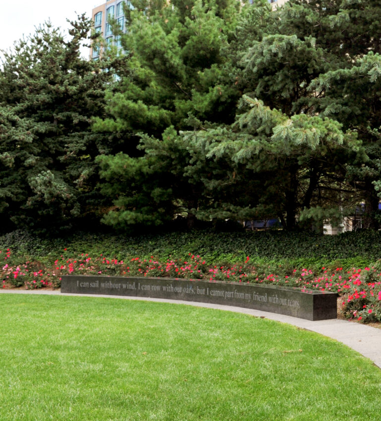 AIDS memorial "I can sail without wind, i can row without oars, but I cannot part from my friend without tears"