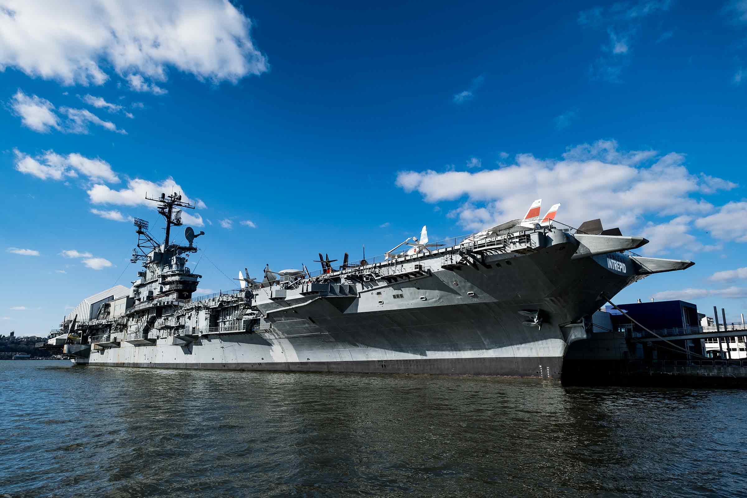 The Intrepid majestically sits on the Hudson River