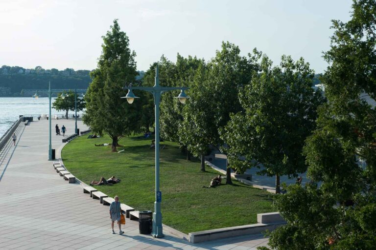 The Pier 84 lawn with Park visitors sunbathing HRPK