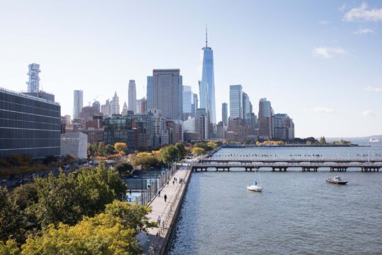 Downtown view of Hudson River Park from Pier 40