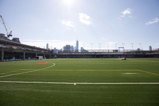 New ball field turf on Pier 40