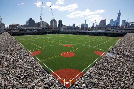 New ball field turf on Pier 40