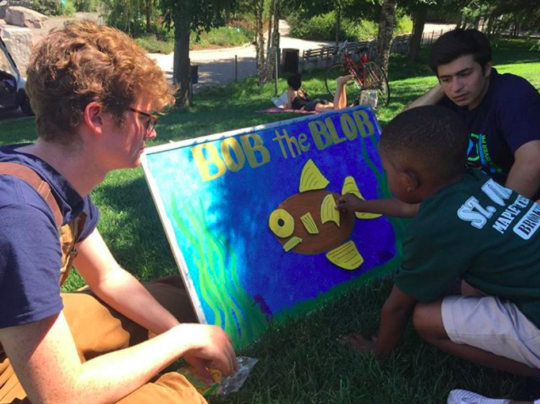 A painting of Bob the Blob, a fish lesson for the STEM Activities