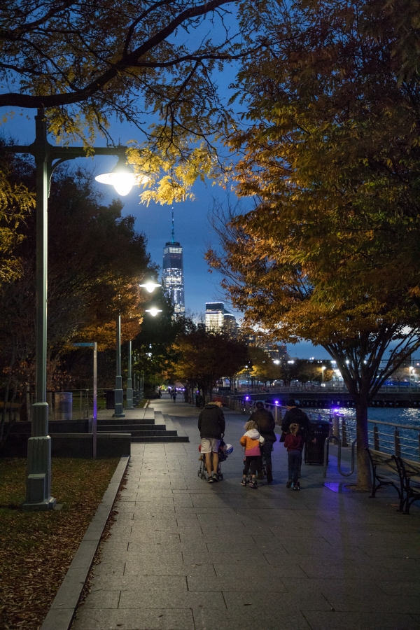 A family evening stroll in Hudson River Park