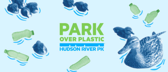 Park Over Plastic logo of ducks and plastic bottles on the water