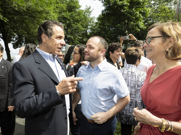 Elected officials and Hudson River Park executives discuss the significance of the LGBT Memorial