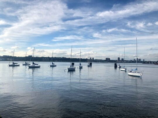 The mooring field with sailboats at Pier 66