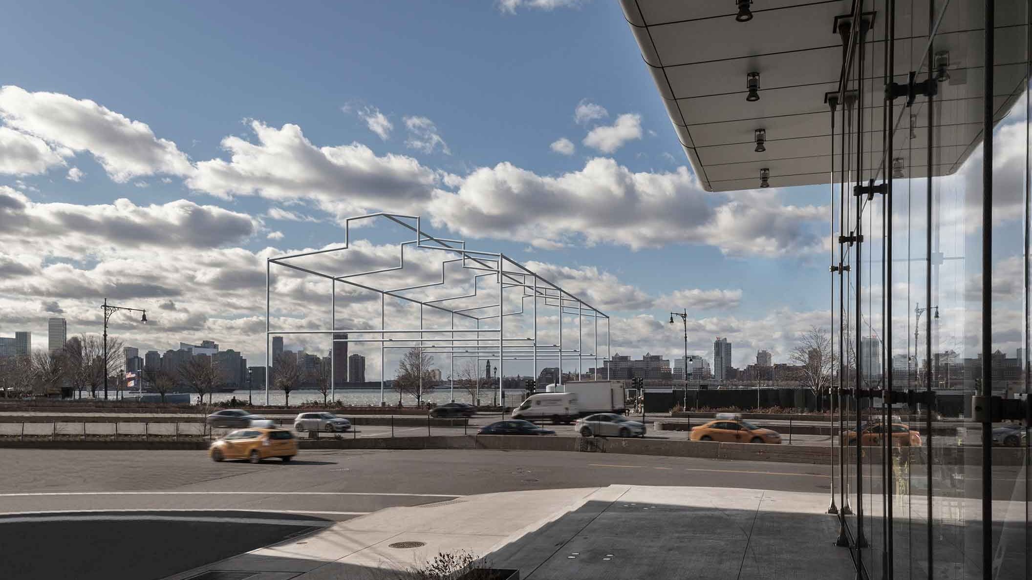 Rendering of David Hammon's Days End, a ghost pier structure symbolizing the old Pier 52 in Hudson River Park