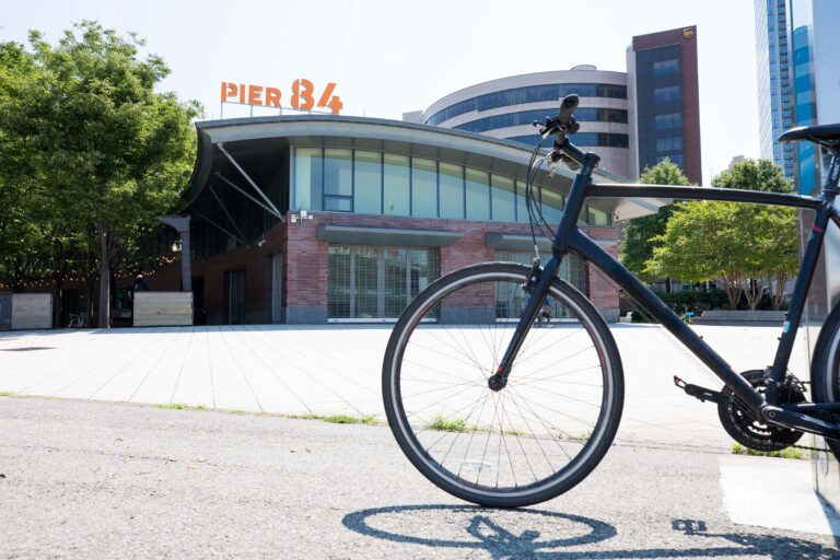 Pier 94 bike rental kiosk and a bike