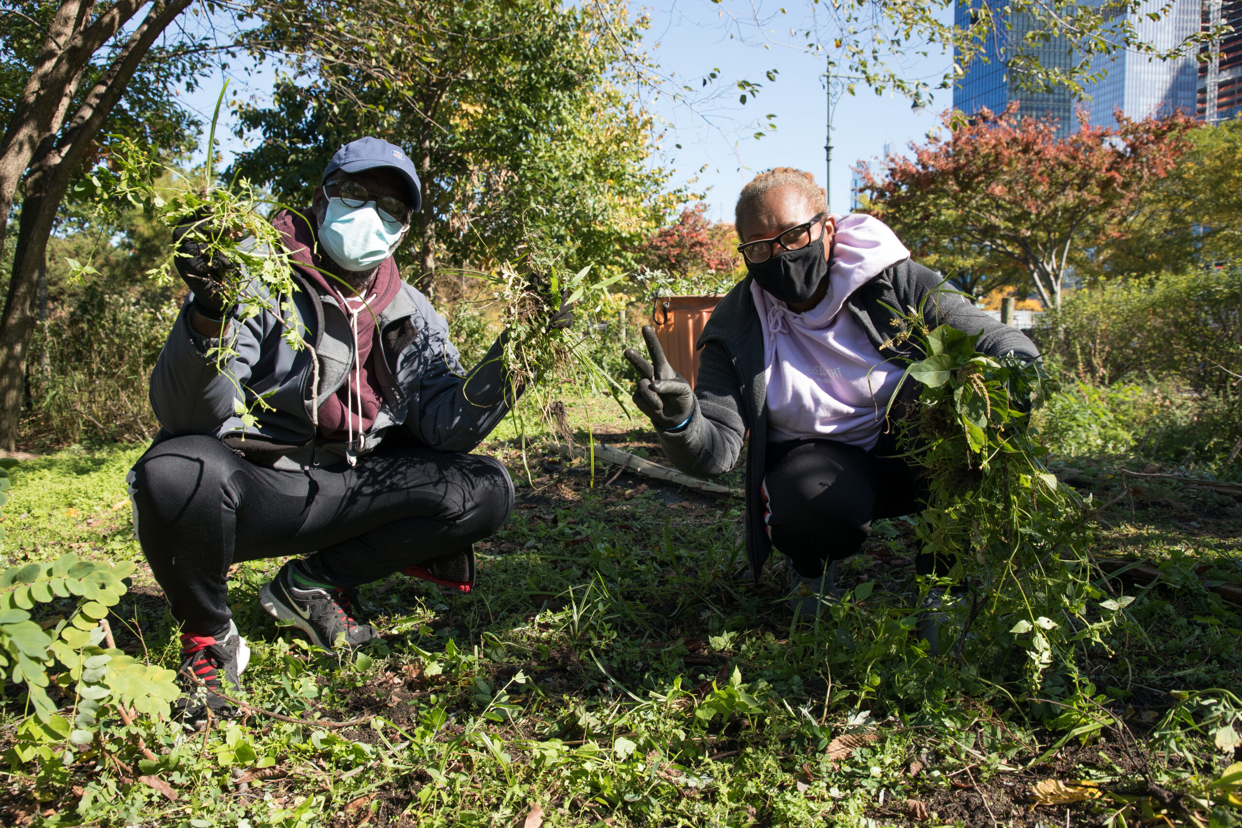 HRPK Volunteers Freddy E. and Danielle E. help trim back the Habitat Garden