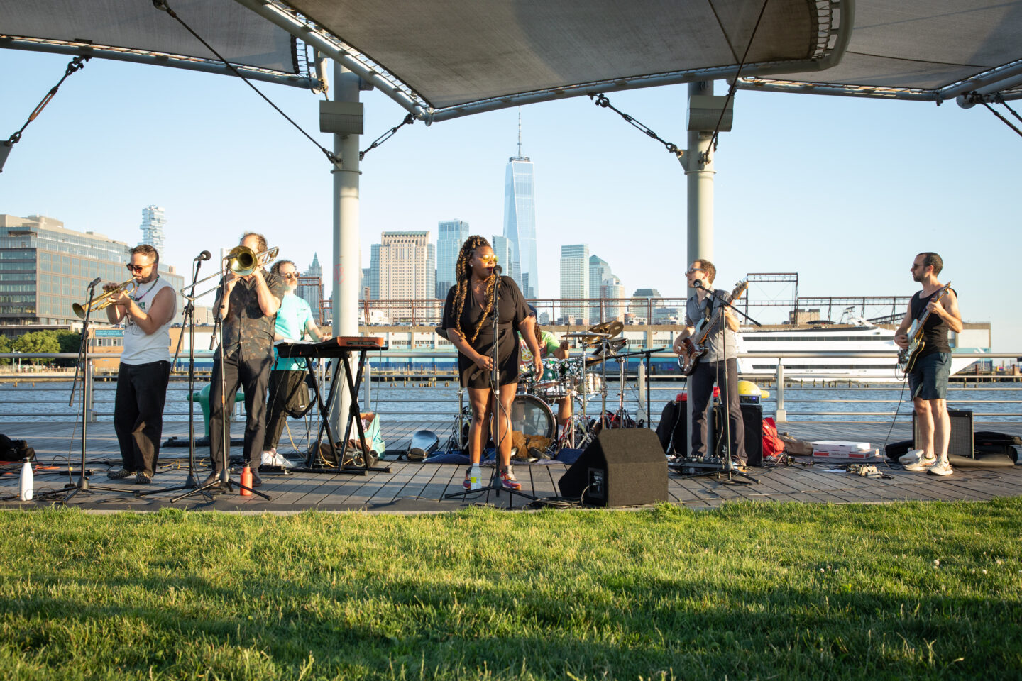 People's Champs performing at Pier 45 during a Sunset on the Hudson concert