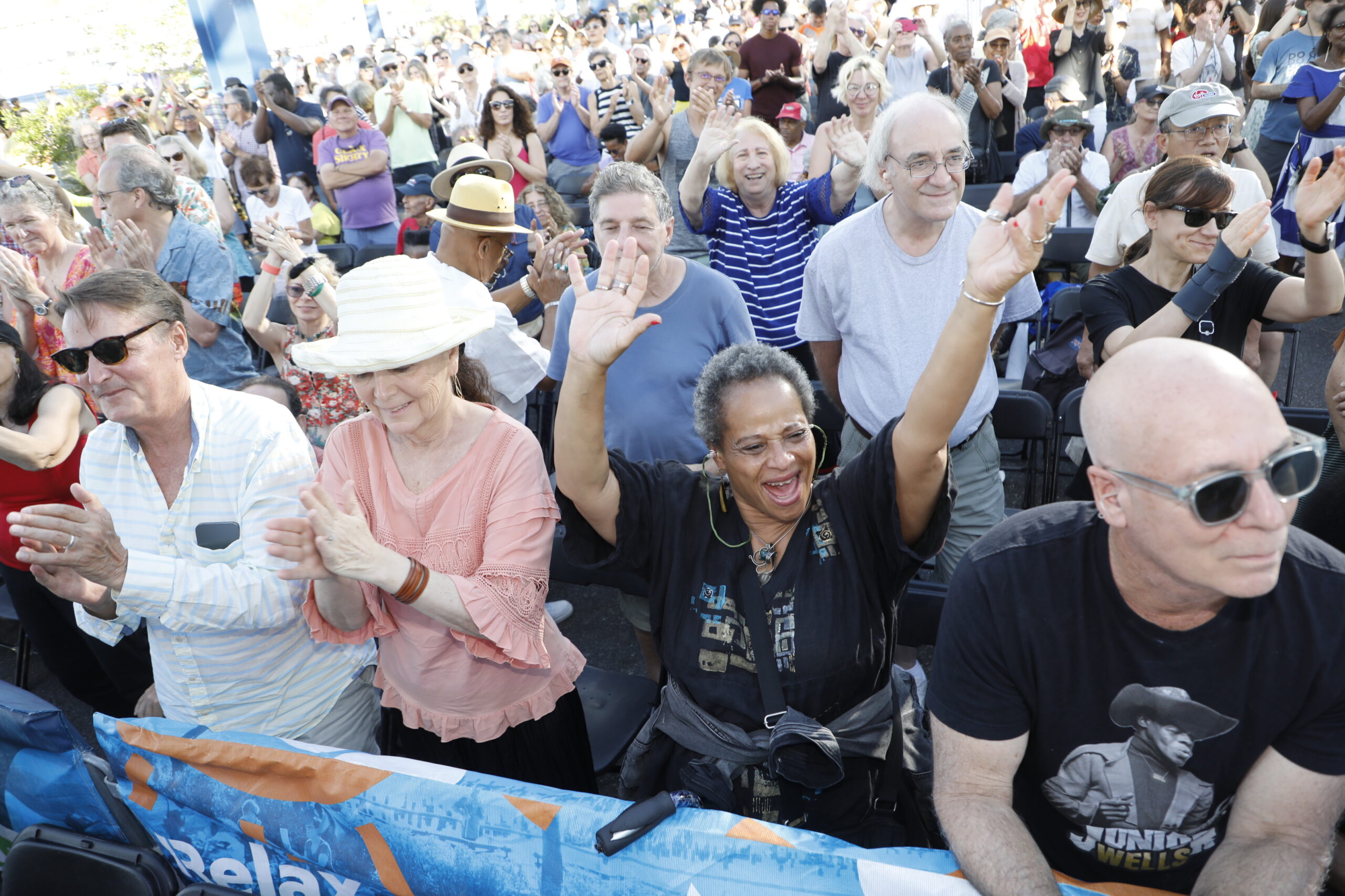 Blues BBQ Festival attendees dancing in front of the stage