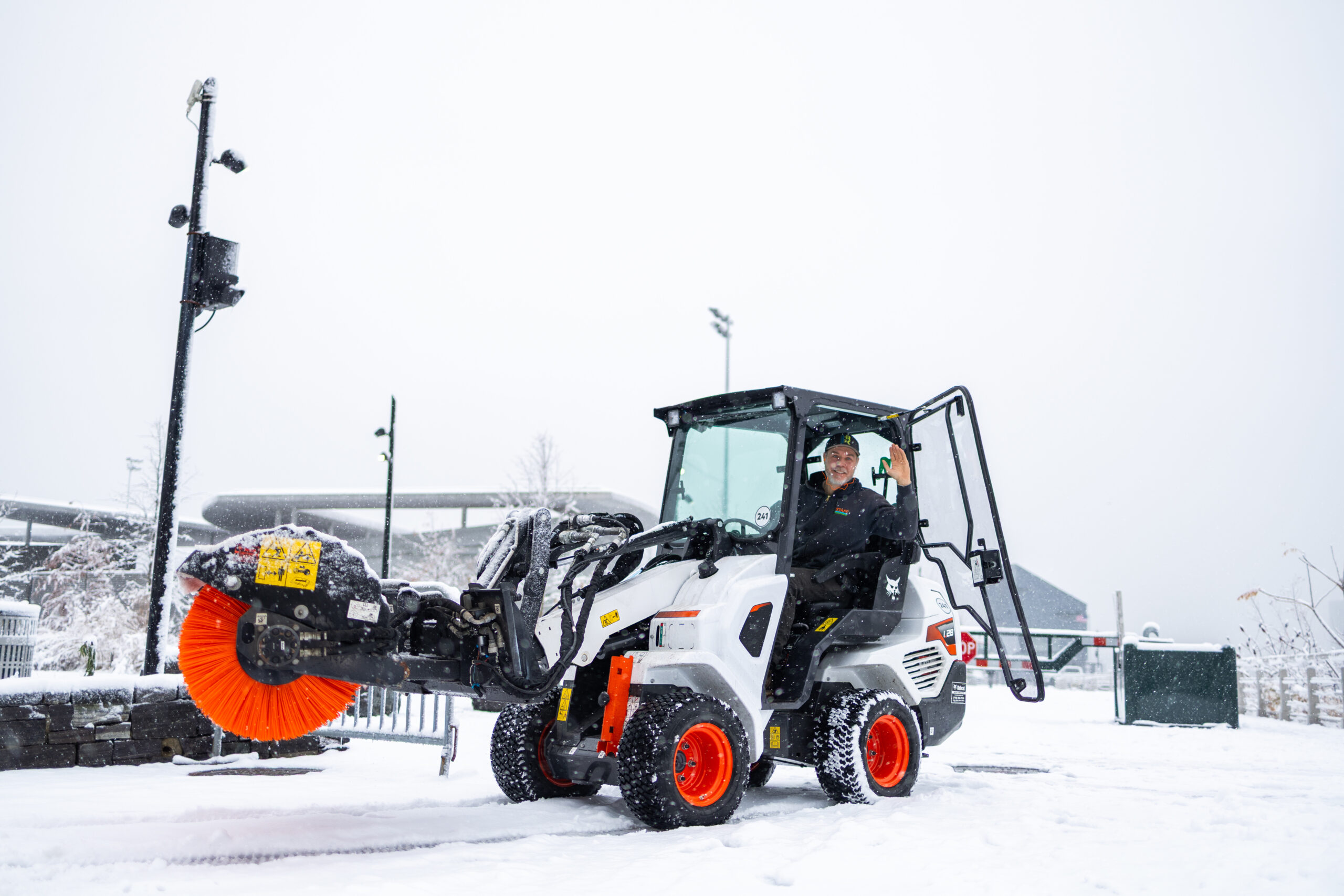 Park staff clearing snow on Park paths