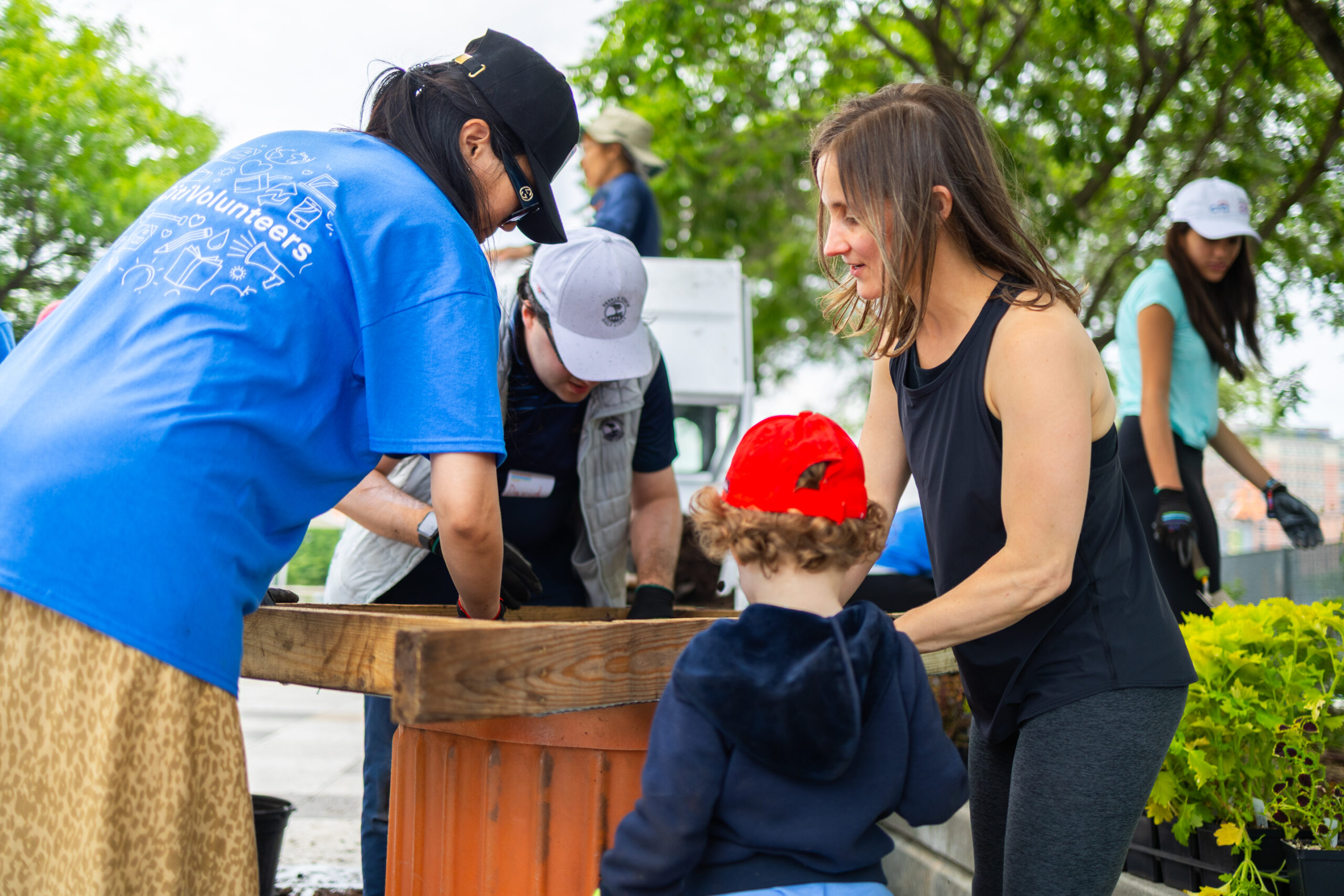 Volunteers sifting through compost at Citi Family Day 2026 in Hudson River Park